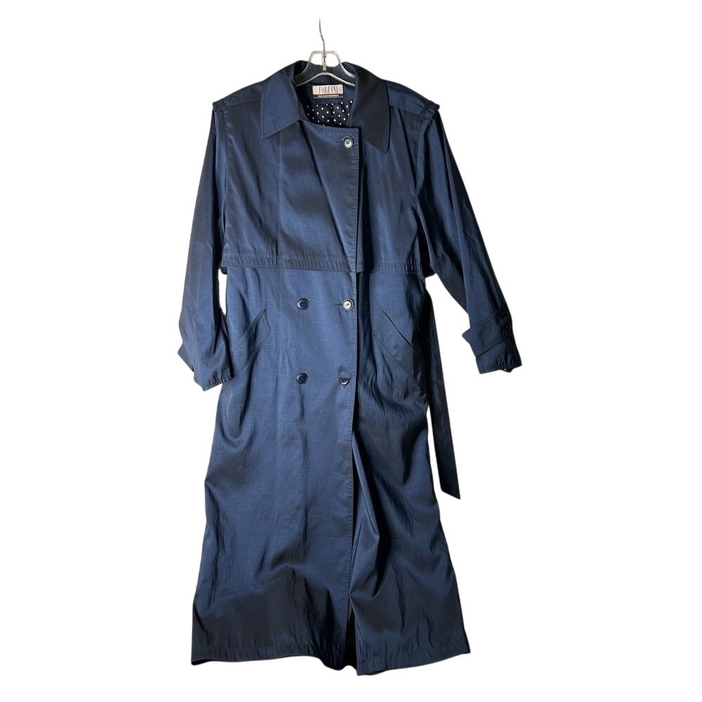 Vintage Forrani  Women Navy size 10 Trench Coat Iridescent Nylon Polkadot Lining
